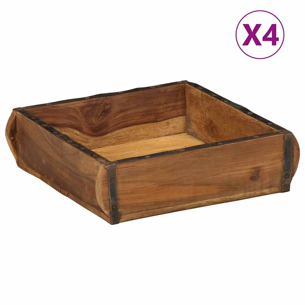 vidaXL Δίσκος με αποθήκευση 4 pcs Καφέ 31 x 29 x 10 εκ
