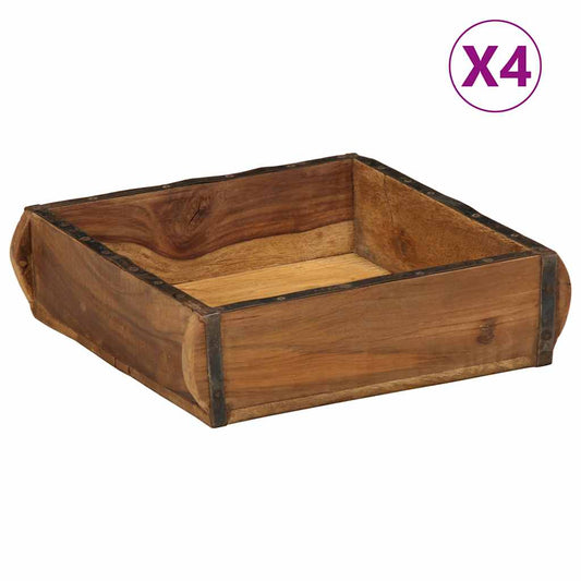 vidaXL Δίσκος με αποθήκευση 4 pcs Καφέ 31 x 29 x 10 εκ