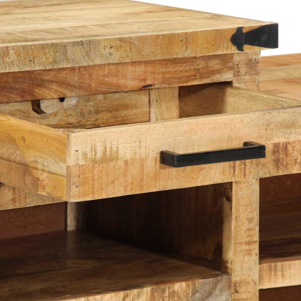 vidaXL παγκάκι με συρτάρι Καφέ 110 x 35 x 50 εκ Ακατέργαστο Μάνγκο