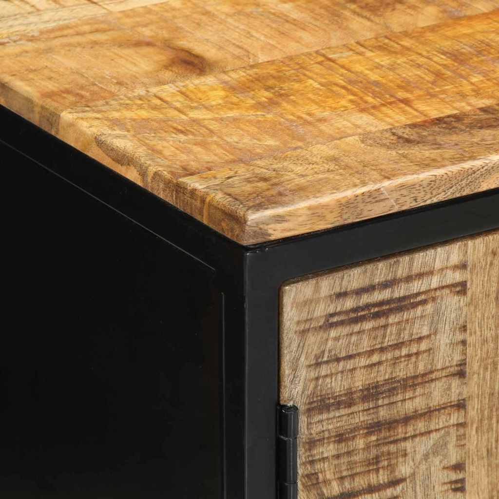 vidaXL Κομοδίνο Καφέ και μαύρο 50 x 30 x 45 εκ Μασίφ ξύλο μάνγκο