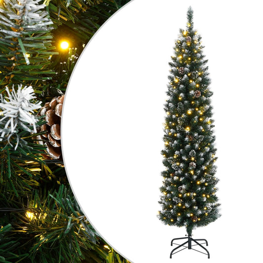 vidaXL Χριστουγεννιάτικο Δέντρο Slim Αρθρωτό με 300 LED 180 εκ.