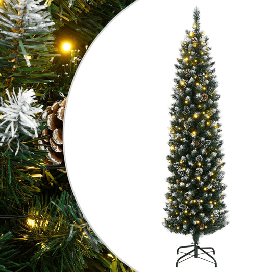 vidaXL Χριστουγεννιάτικο Δέντρο Slim Αρθρωτό με 300 LED 210 εκ.