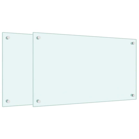 vidaXL Πλάτες Κουζίνας 2 τεμ. Λευκές 70 x 40 εκ. από Ψημένο Γυαλί
