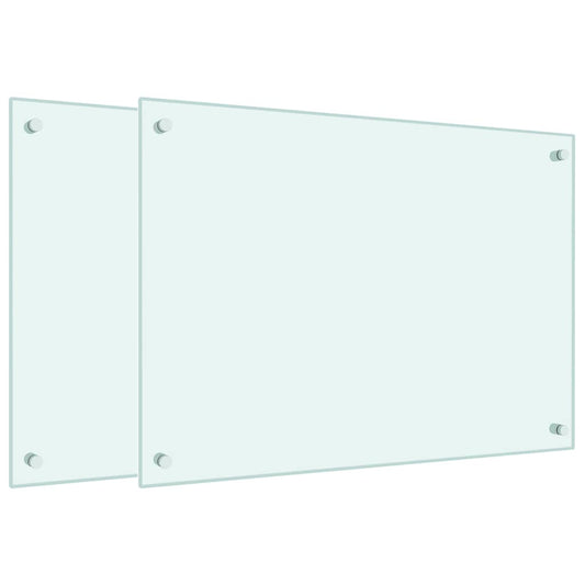 vidaXL Πλάτες Κουζίνας 2 τεμ. Λευκές 70x50 εκ. από Ψημένο Γυαλί