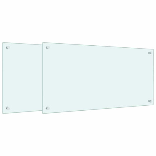vidaXL Πλάτες Κουζίνας 2 τεμ. Λευκές 80x40 εκ. από Ψημένο Γυαλί