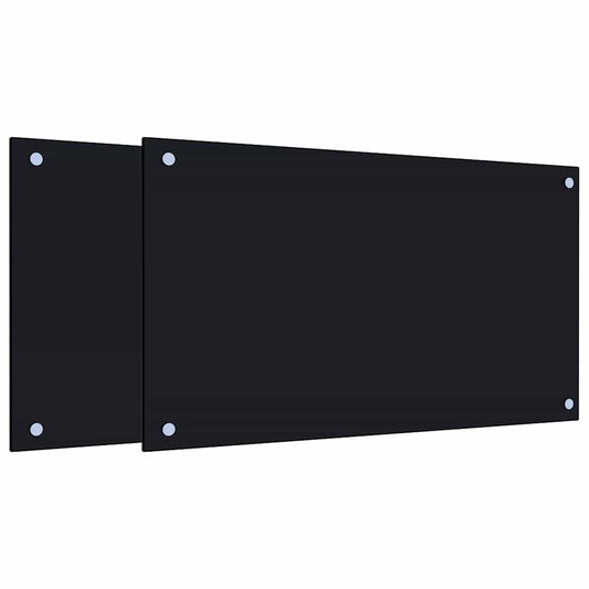 vidaXL Πλάτες Κουζίνας 2 τεμ. Μαύρες 70 x 40 εκ. από Ψημένο Γυαλί