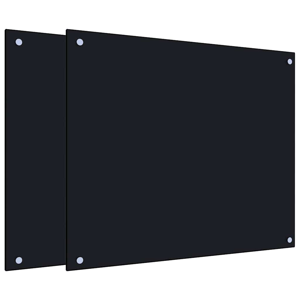 vidaXL Πλάτες Κουζίνας 2 τεμ. Μαύρες 70x60 εκ. από Ψημένο Γυαλί