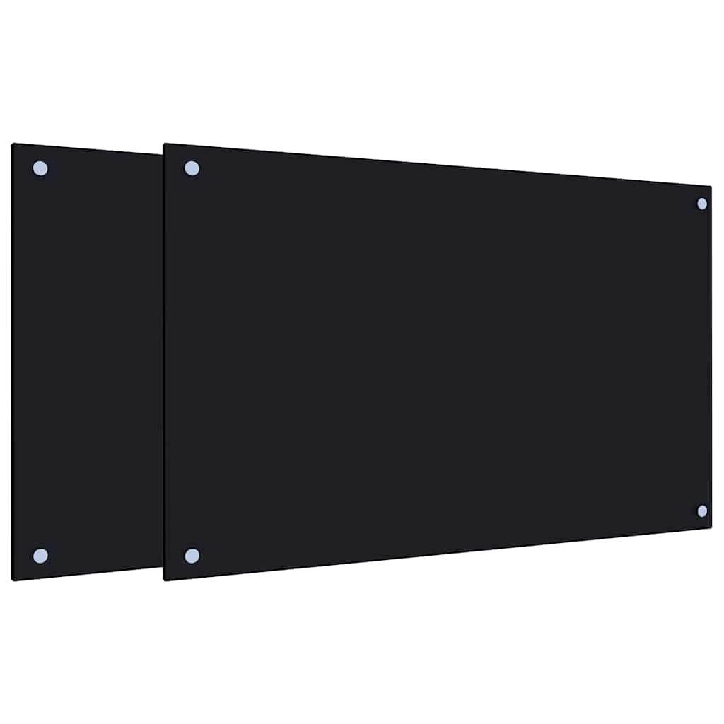 vidaXL Πλάτες Κουζίνας 2 τεμ. Μαύρες 80x50 εκ. από Ψημένο Γυαλί