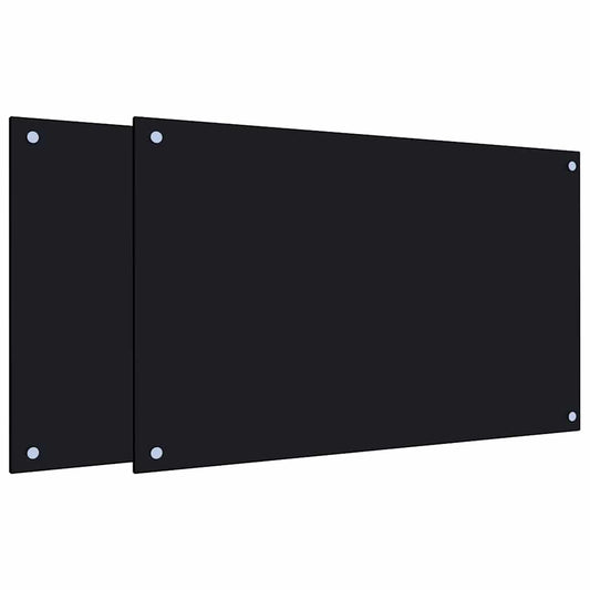vidaXL Πλάτες Κουζίνας 2 τεμ. Μαύρες 80x50 εκ. από Ψημένο Γυαλί