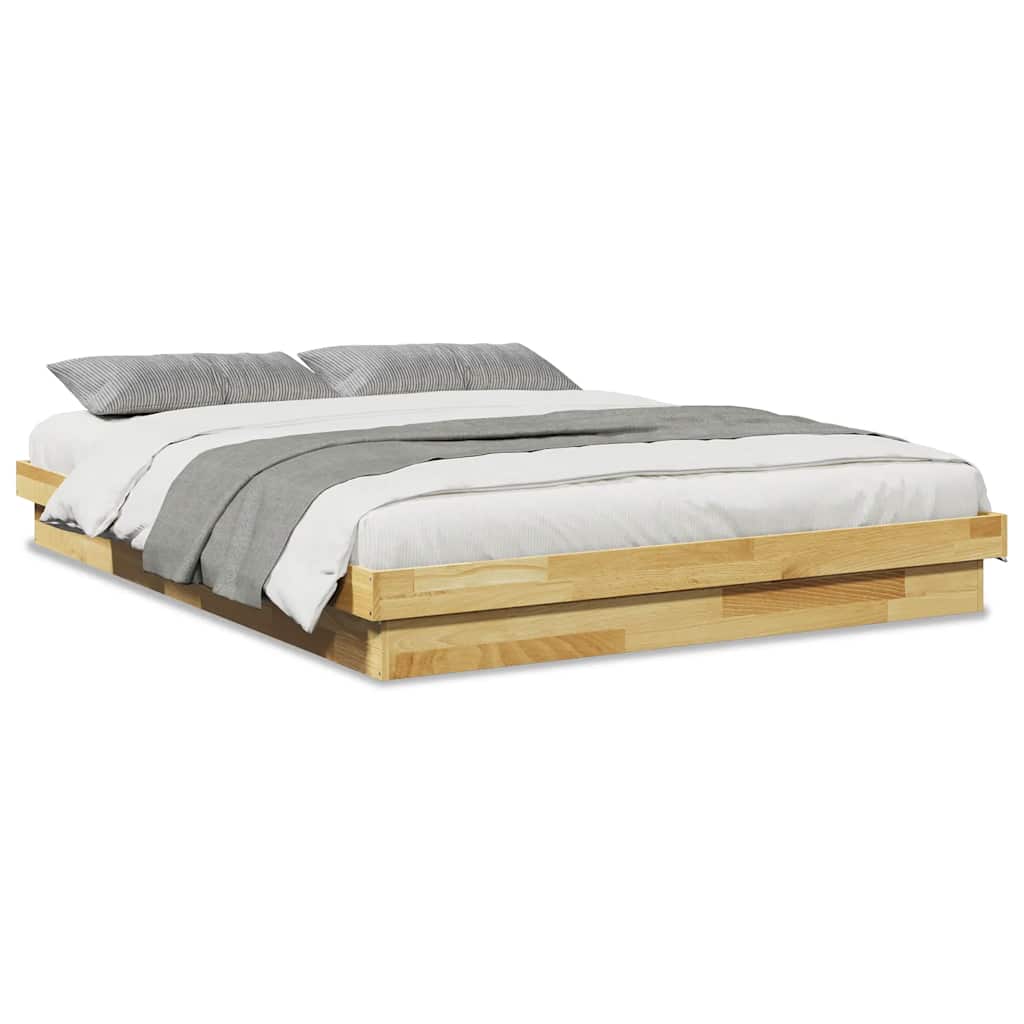 vidaXL Πλαίσιο κρεβατιού χωρίς στρώμα 150x200 cm μασίφ ξύλο δρυς