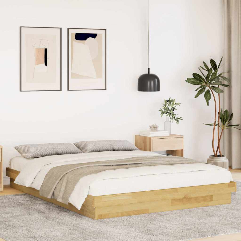 vidaXL Πλαίσιο κρεβατιού χωρίς στρώμα 150x200 cm μασίφ ξύλο δρυς
