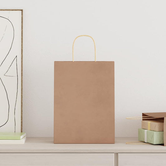 vidaXL Χάρτινες σακούλες 50 τεμάχια με χερούλια Καφέ 26x12x35 εκ.