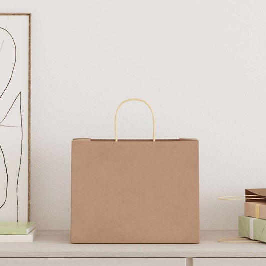 vidaXL Χάρτινες σακούλες 250 τεμάχια με χερούλια Καφέ 32x22x24 εκ.