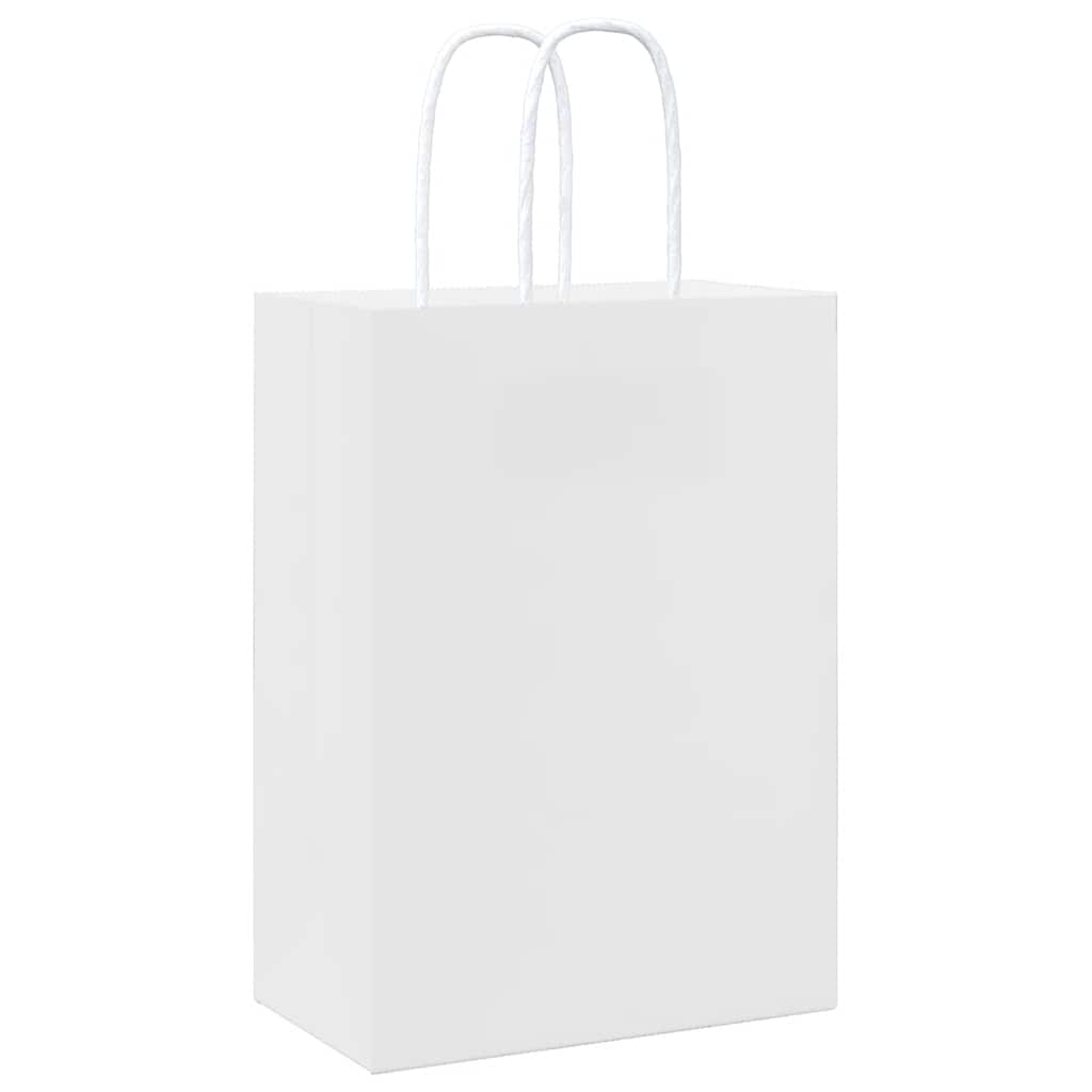 vidaXL Χάρτινες σακούλες 50 τεμάχια με χερούλια Λευκό 15x8x21 εκ.