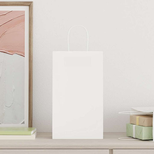 vidaXL Χάρτινες σακούλες 50 τεμάχια με χερούλια Λευκό 21x11x36 εκ.