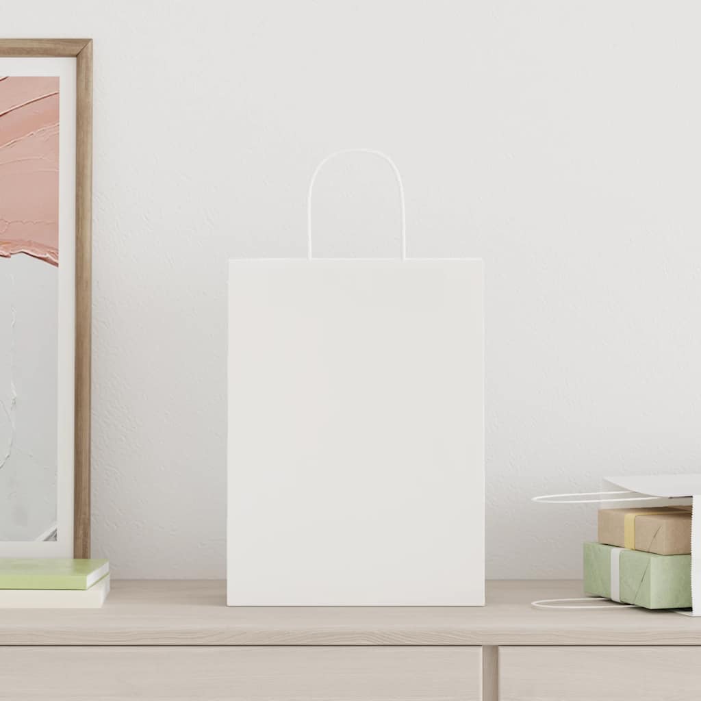 vidaXL Χάρτινες σακούλες 50 τεμάχια με χερούλια Λευκό 26x12x35 εκ.