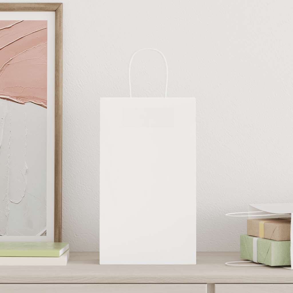 vidaXL Χάρτινες σακούλες 250 τεμάχια με χερούλια Λευκό 21x11x36 εκ.