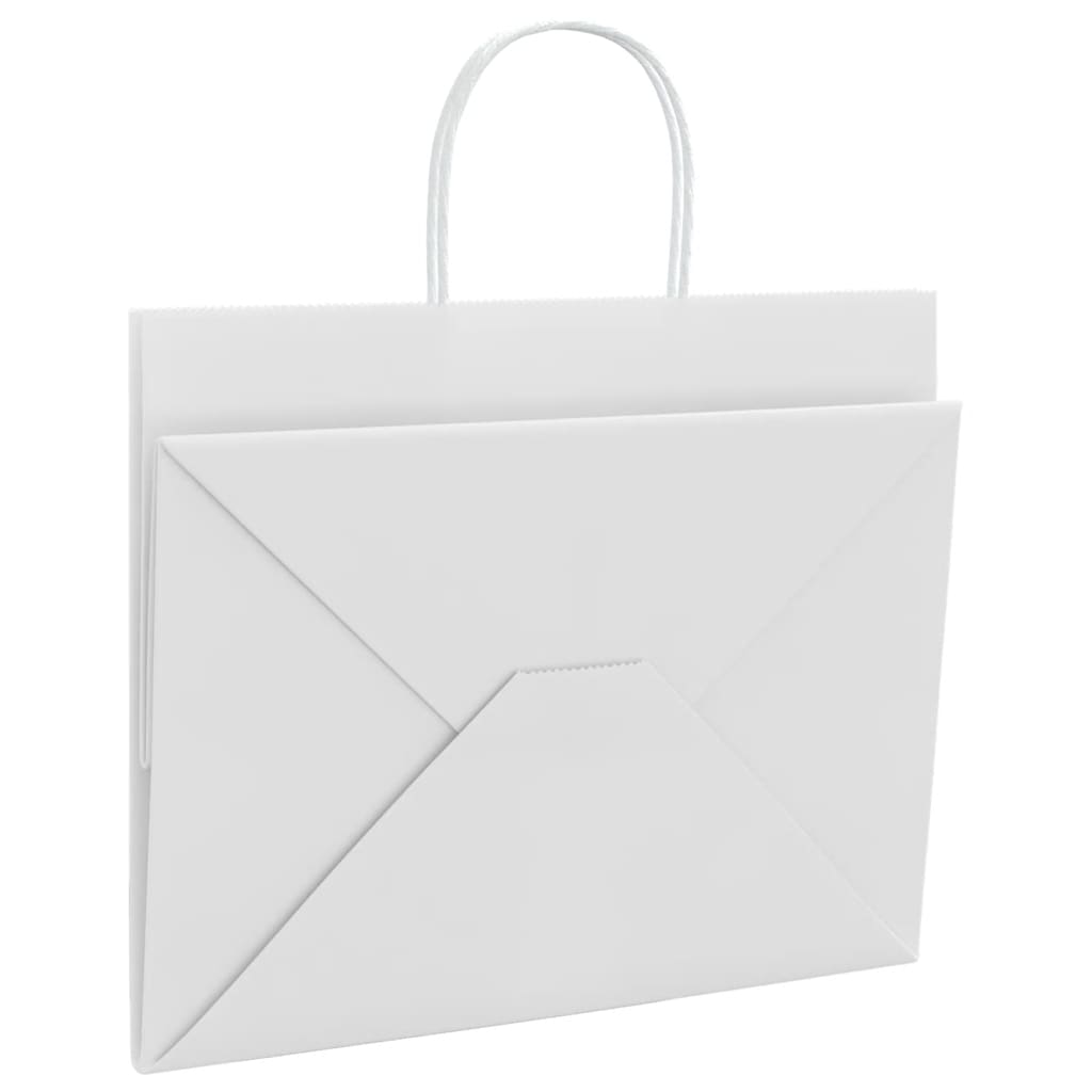 vidaXL Χάρτινες σακούλες 250 τεμάχια με χερούλια Λευκό 32x22x24 εκ.