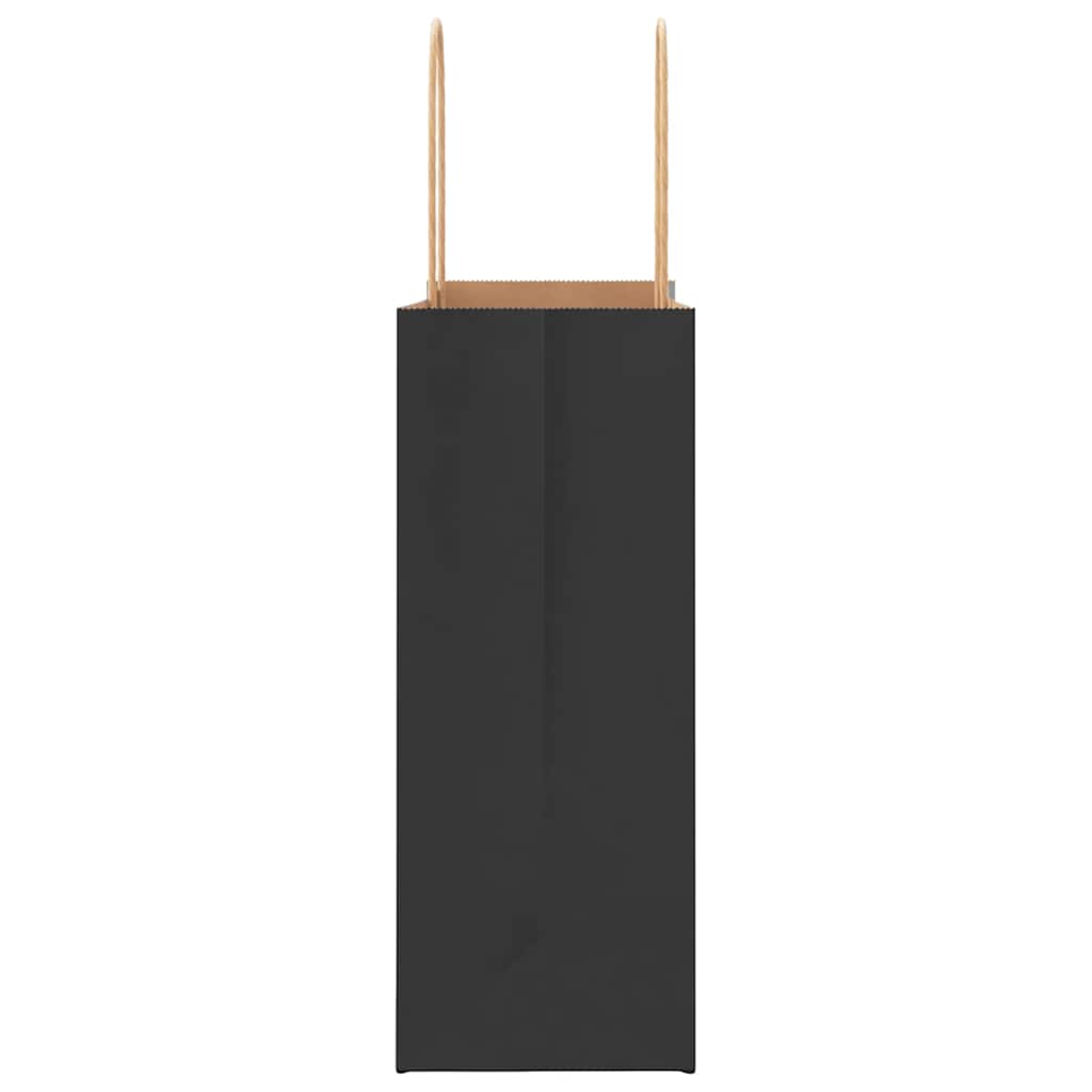 vidaXL Χάρτινες σακούλες 50 τεμάχια με χερούλια Μαύρο 21x11x28 εκ.