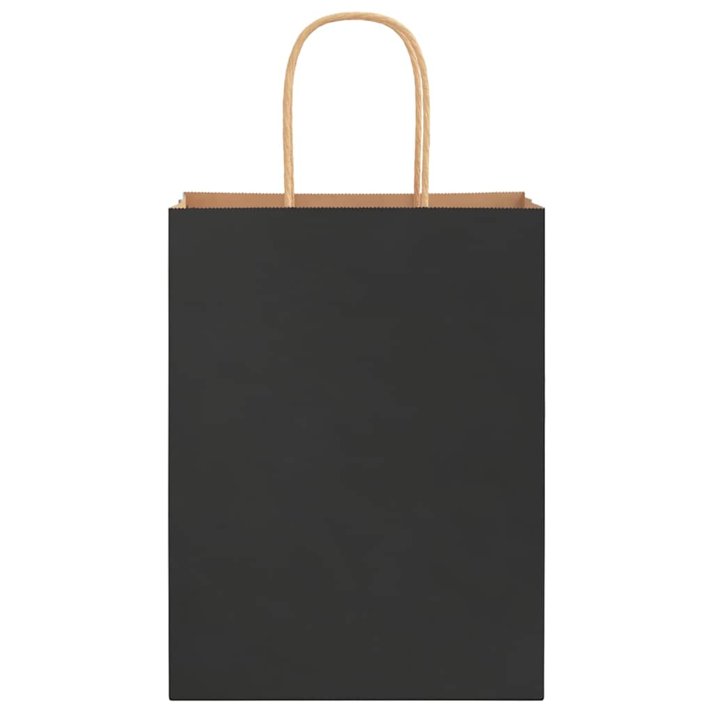 vidaXL Χάρτινες σακούλες 250 τεμάχια με χερούλια Μαύρο 21x11x28 εκ.