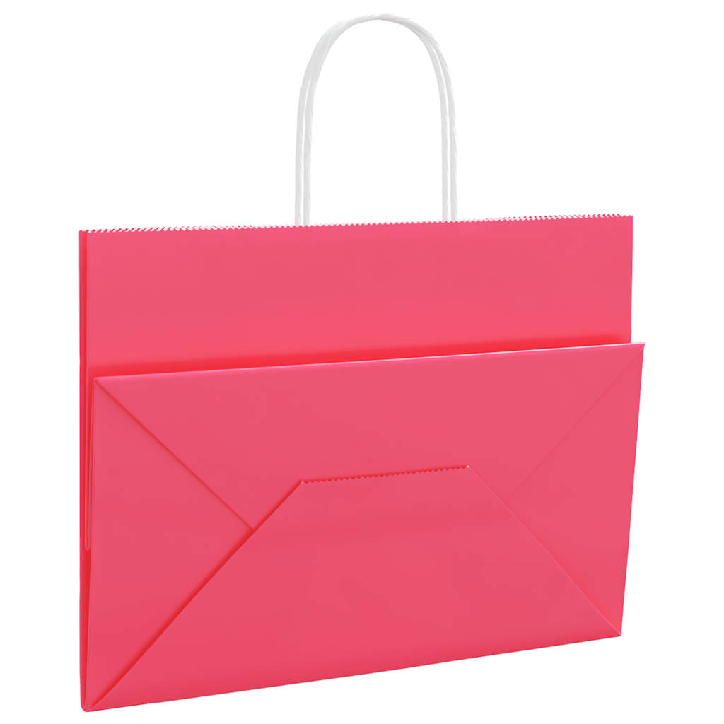 vidaXL Χάρτινες σακούλες 250 τεμάχια με χερούλια Ροζ 32x17x25 εκ.