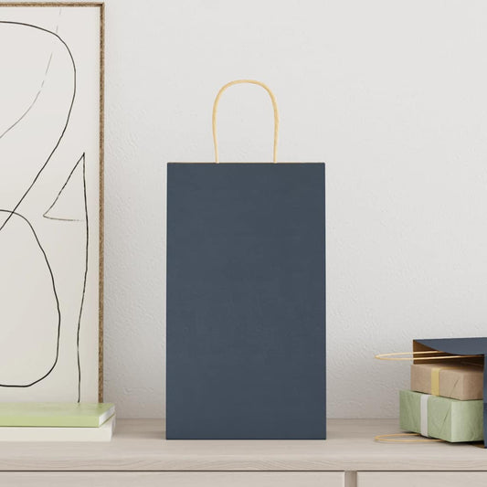 vidaXL Χάρτινες σακούλες 50 τεμάχια με χερούλια Μπλε 21x11x36 εκ.