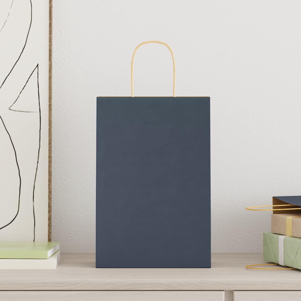 vidaXL Χάρτινες σακούλες 250 τεμάχια με χερούλια Μπλε 21x11x31 εκ.