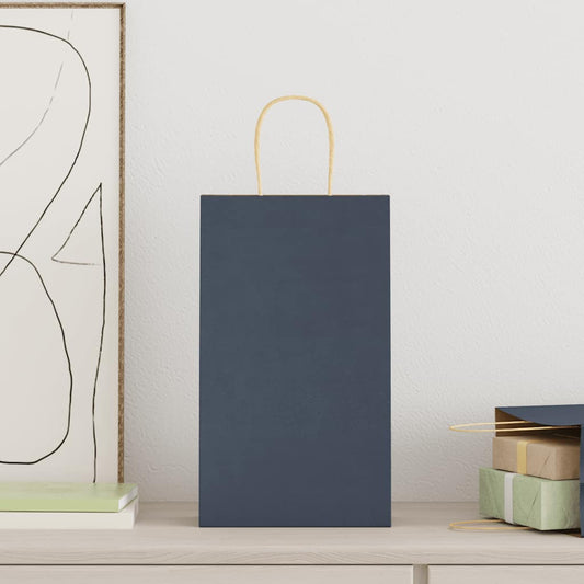 vidaXL Χάρτινες σακούλες 250 τεμάχια με χερούλια Μπλε 21x11x36 εκ.