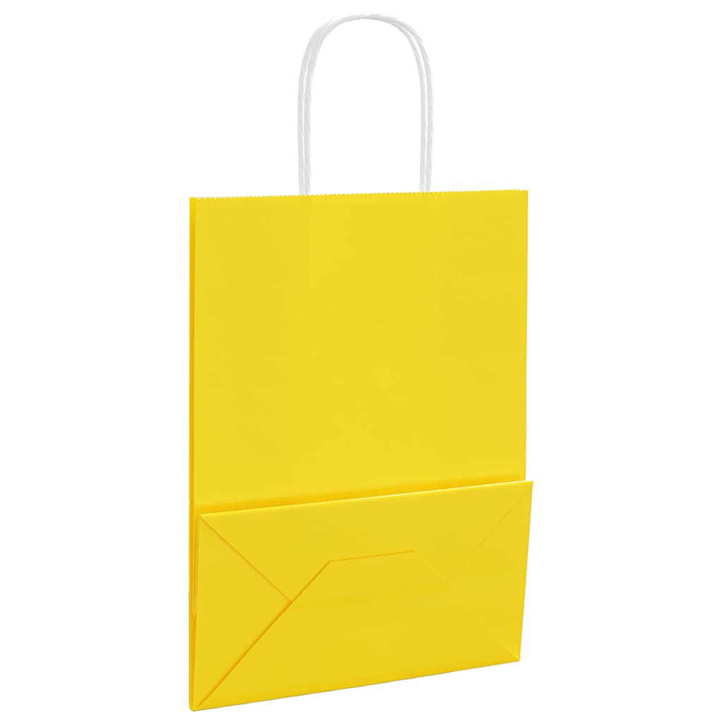 vidaXL Χάρτινες σακούλες 50 τεμάχια με χερούλια Κίτρινο 21x11x28 εκ.