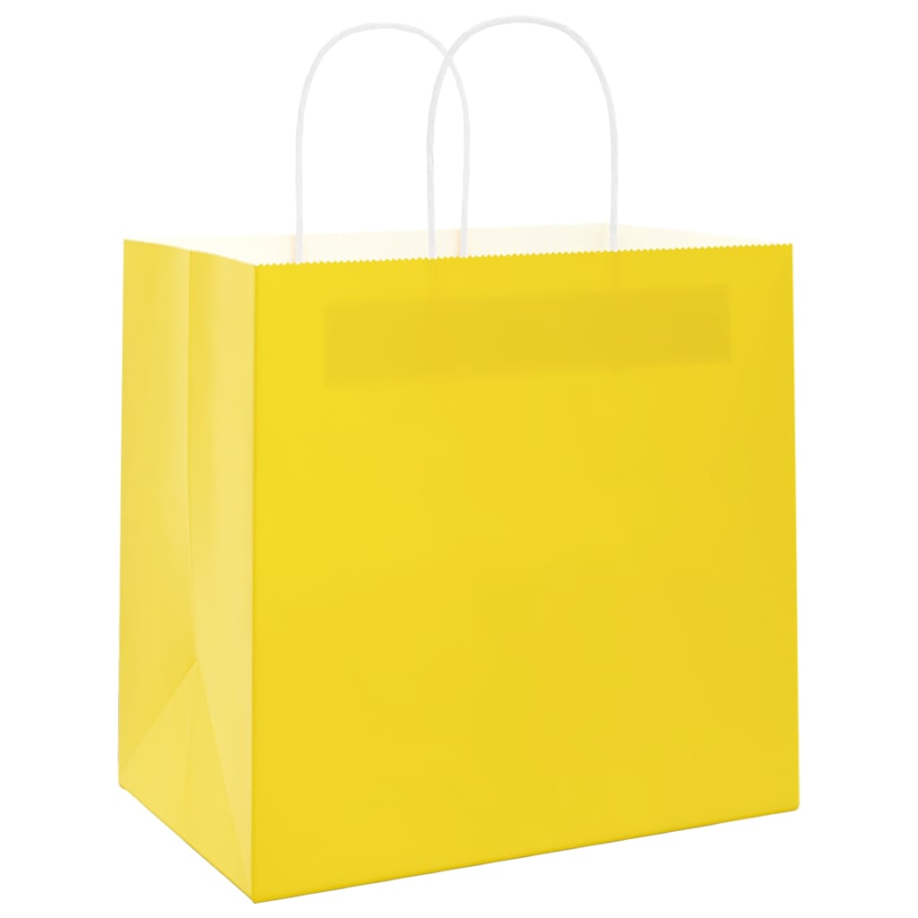 vidaXL Χάρτινες σακούλες 50 τεμάχια με χερούλια Κίτρινο 26x17x25 εκ.