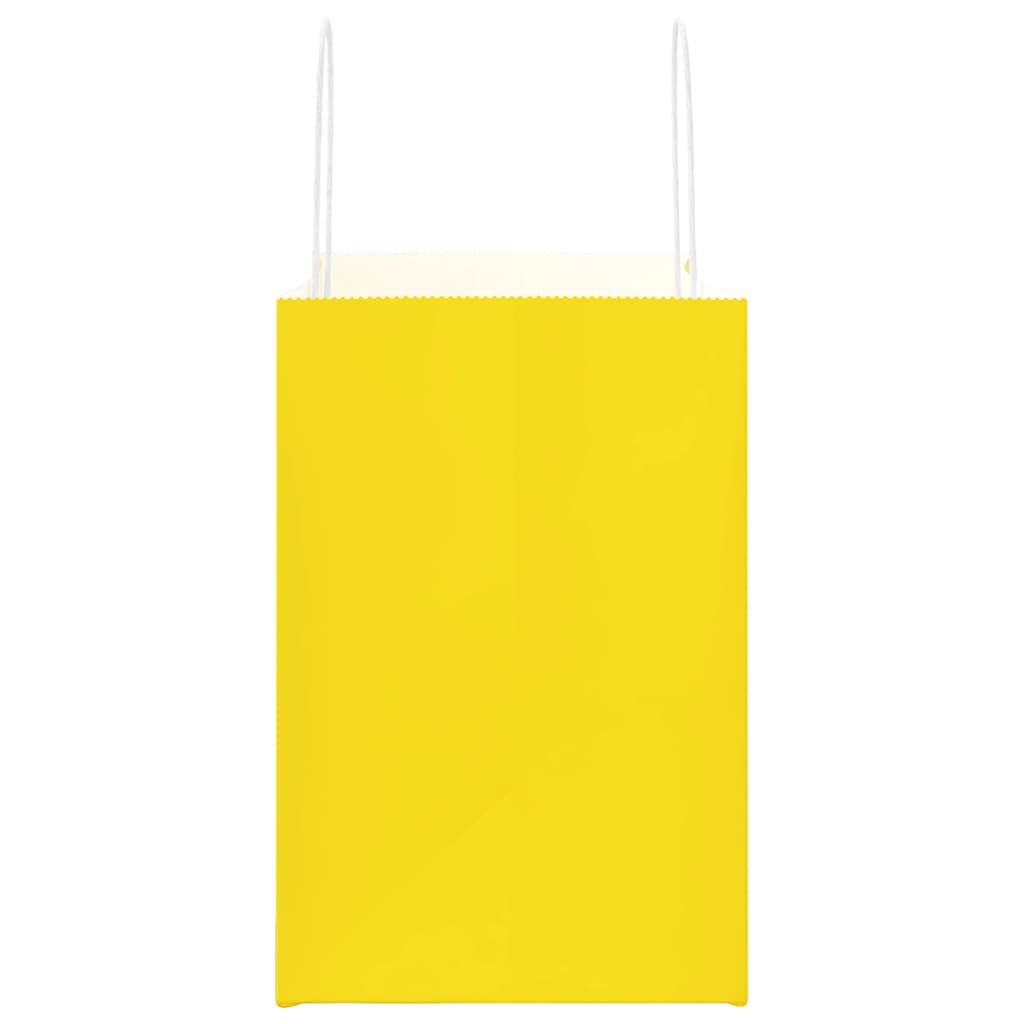 vidaXL Χάρτινες σακούλες 50 τεμάχια με χερούλια Κίτρινο 26x17x25 εκ.