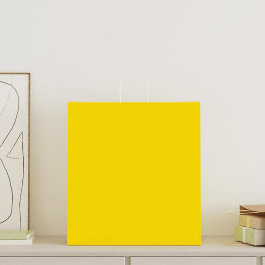 vidaXL Χάρτινες σακούλες 50 τεμάχια με χερούλια Κίτρινο 45x17x48 εκ.