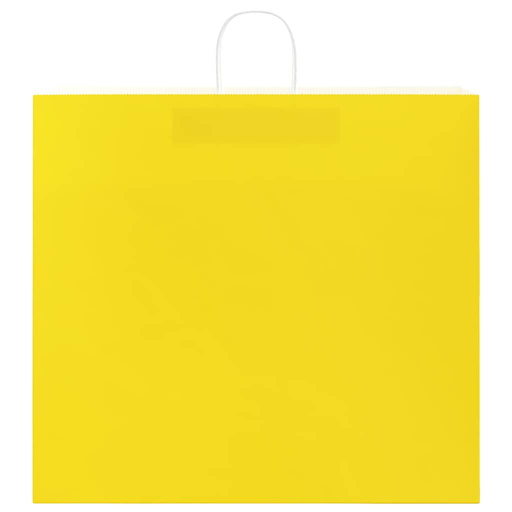 vidaXL Χάρτινες σακούλες 50 τεμάχια με χερούλια Κίτρινο 54x15x49 εκ.