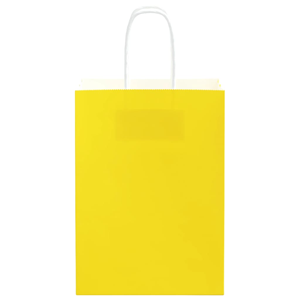 vidaXL Χάρτινες σακούλες 250 τεμάχια με χερούλια Κίτρινο 15x8x21 εκ.