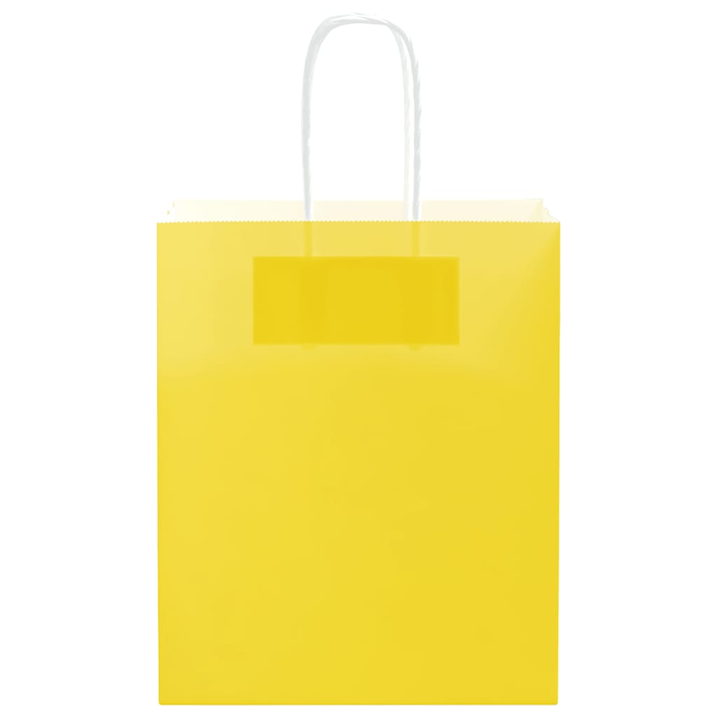 vidaXL Χάρτινες σακούλες 250 τεμάχια με χερούλια Κίτρινο 18x8x22 εκ.