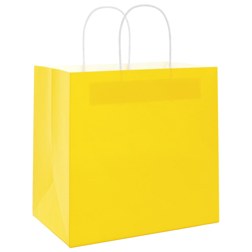 vidaXL Χάρτινες σακούλες 250 τεμάχια με χερούλια Κίτρινο 21x11x36 εκ.