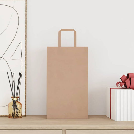 vidaXL Χάρτινες σακούλες 50 τεμάχια με χερούλια καφέ 21x11x36 cm