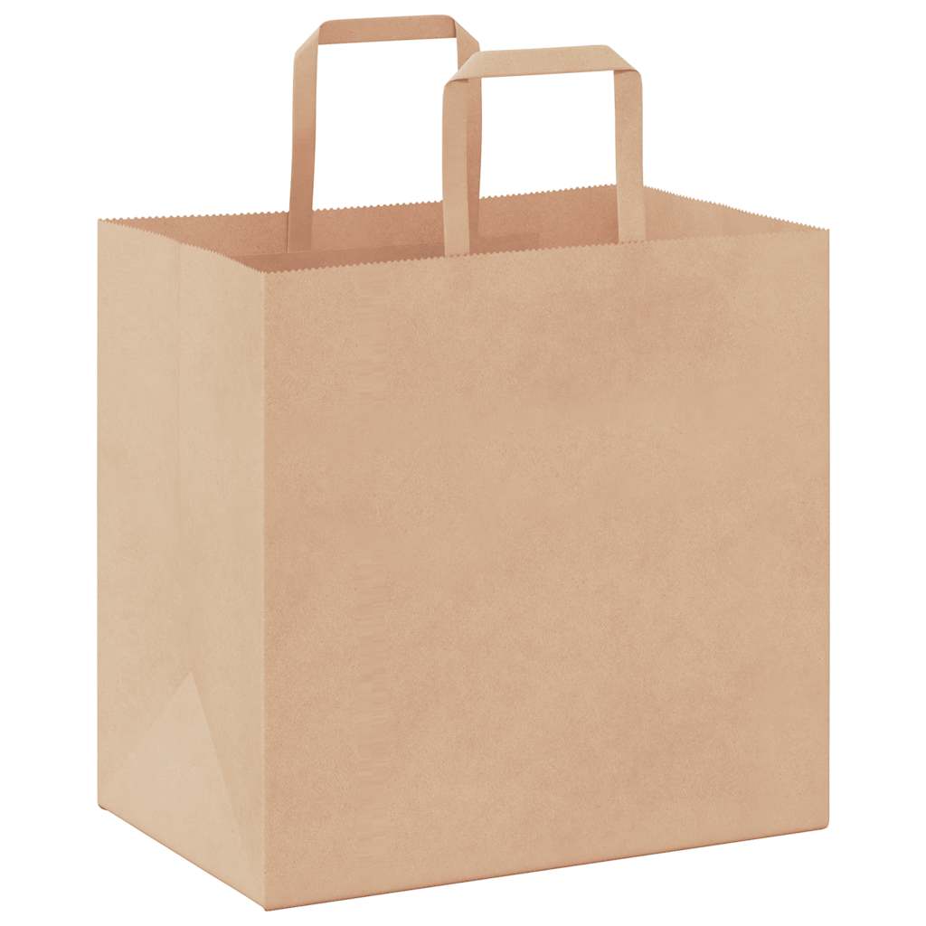 vidaXL Χάρτινες σακούλες 50 τεμάχια με χερούλια καφέ 26x17x25 cm