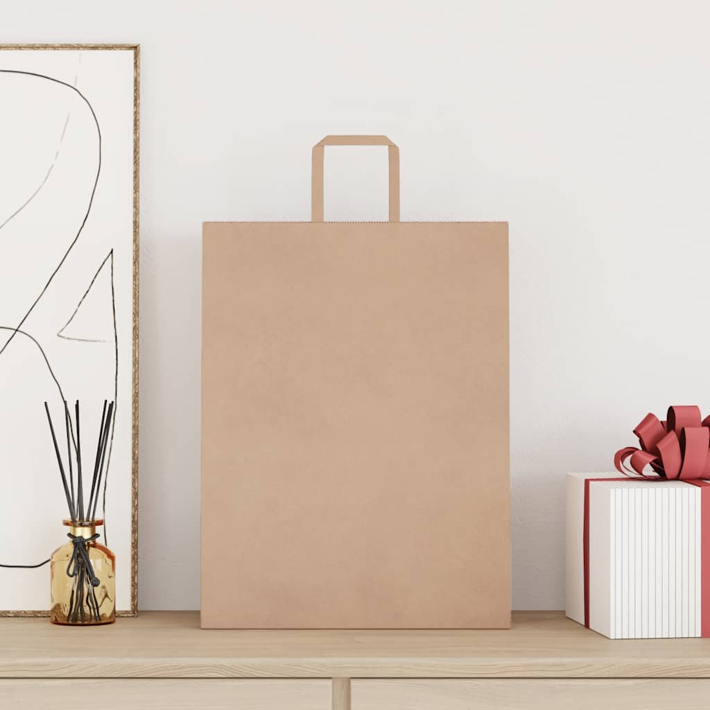 vidaXL Χάρτινες σακούλες 250 τεμάχια με χερούλια καφέ 32x12x42 cm