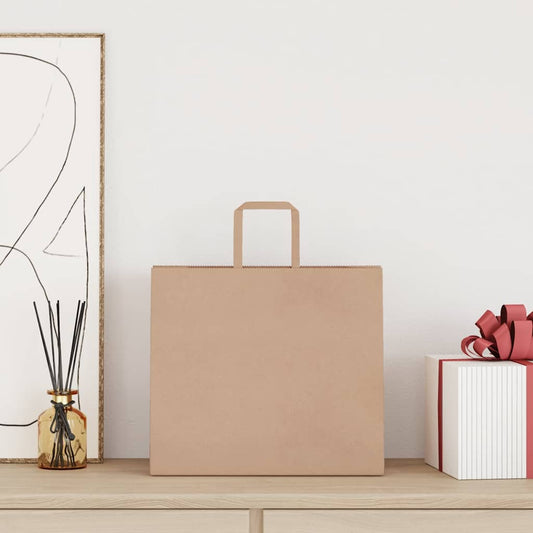 vidaXL Χάρτινες σακούλες 250 τεμάχια με χερούλια καφέ 32x22x28 cm