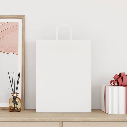 vidaXL Χάρτινες σακούλες 50 τεμάχια με χερούλια Λευκό 32x12x42 εκ.