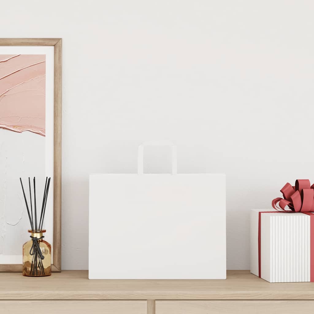 vidaXL Χάρτινες σακούλες 50 τεμάχια με χερούλια Λευκό 32x17x25 εκ.