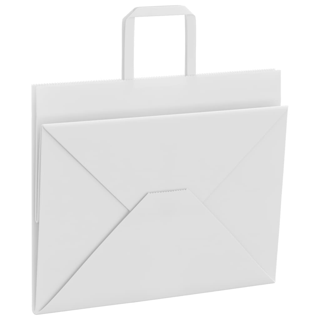 vidaXL Χάρτινες σακούλες 50 τεμάχια με χερούλια Λευκό 32x22x24 εκ.