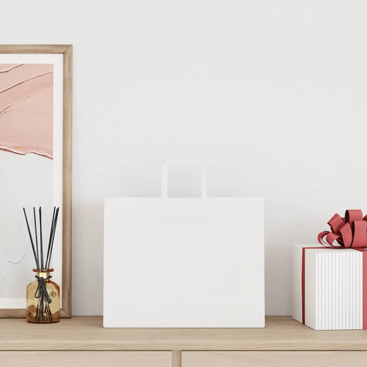 vidaXL Χάρτινες σακούλες 250 τεμάχια με χερούλια Λευκό 32x22x24 εκ.