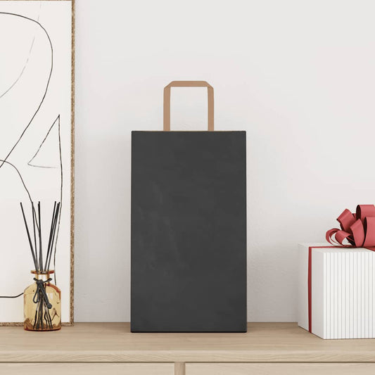 vidaXL Χάρτινες σακούλες 50 τεμάχια με χερούλια Μαύρο 21x11x36 εκ.