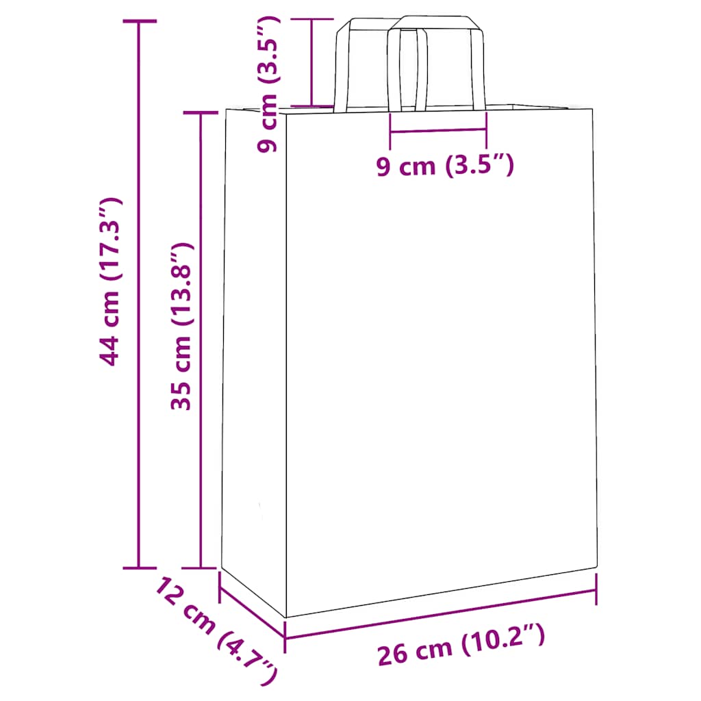 vidaXL Χάρτινες σακούλες 250 τεμάχια με χερούλια Μαύρο 26x12x35 εκ.