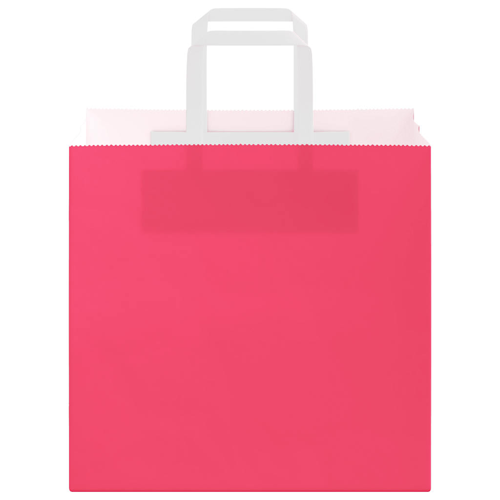 vidaXL Χάρτινες σακούλες 250 τεμάχια με χερούλια Ροζ 26x17x25 εκ.