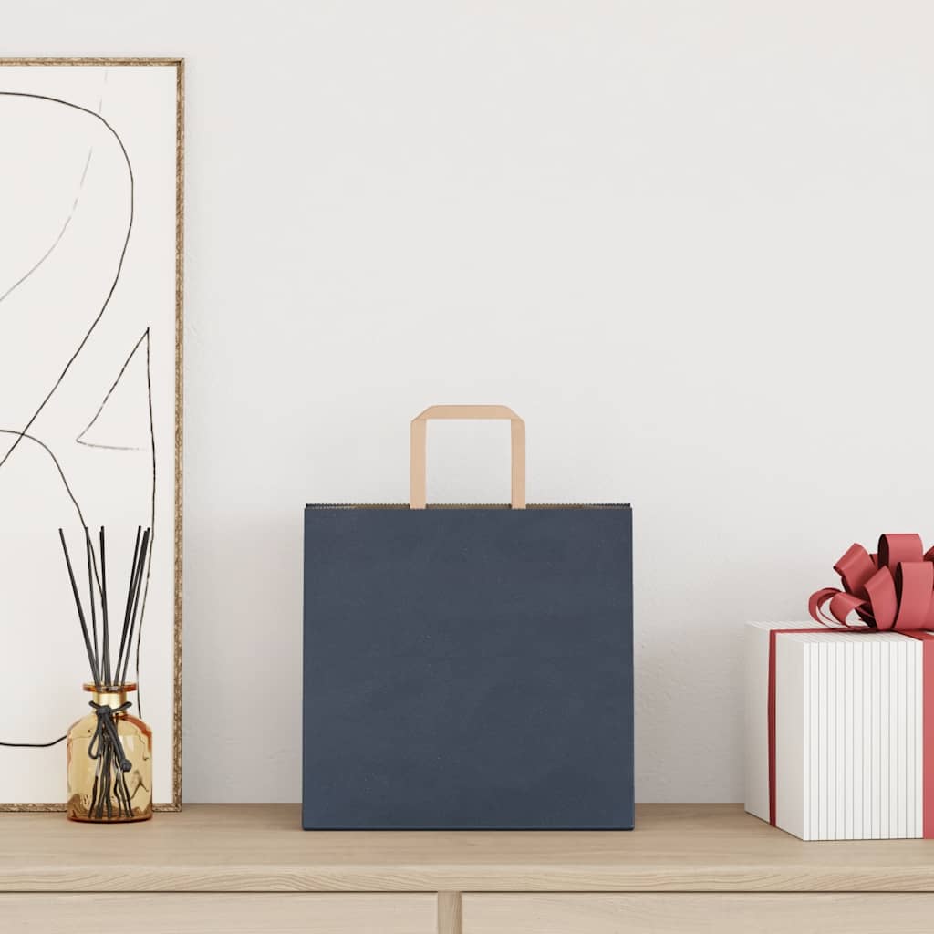 vidaXL Χάρτινες σακούλες 50 τεμάχια με χερούλια Μπλε 26x17x25 εκ.