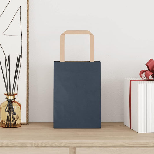 vidaXL Χάρτινες σακούλες 250 τεμάχια με χερούλια Μπλε 15x8x21 εκ.