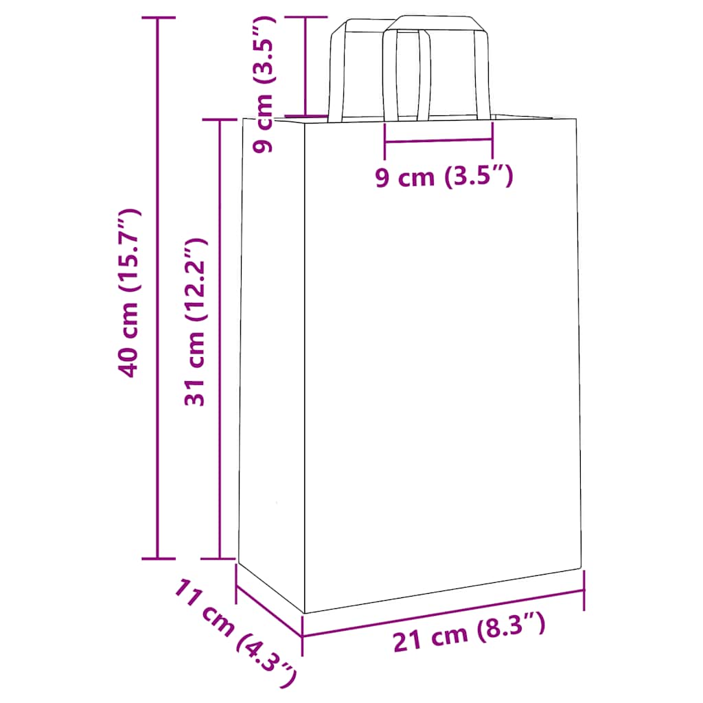 vidaXL Χάρτινες σακούλες 250 τεμάχια με χερούλια Μπλε 21x11x31 εκ.